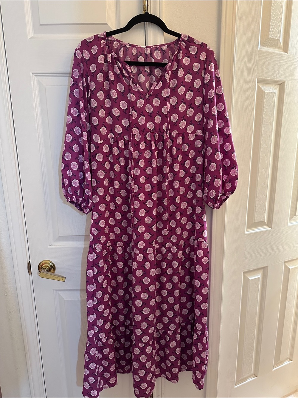 Dokotoo Women's Purple Dot Maxi Dress - Casual Floral Print Size Small